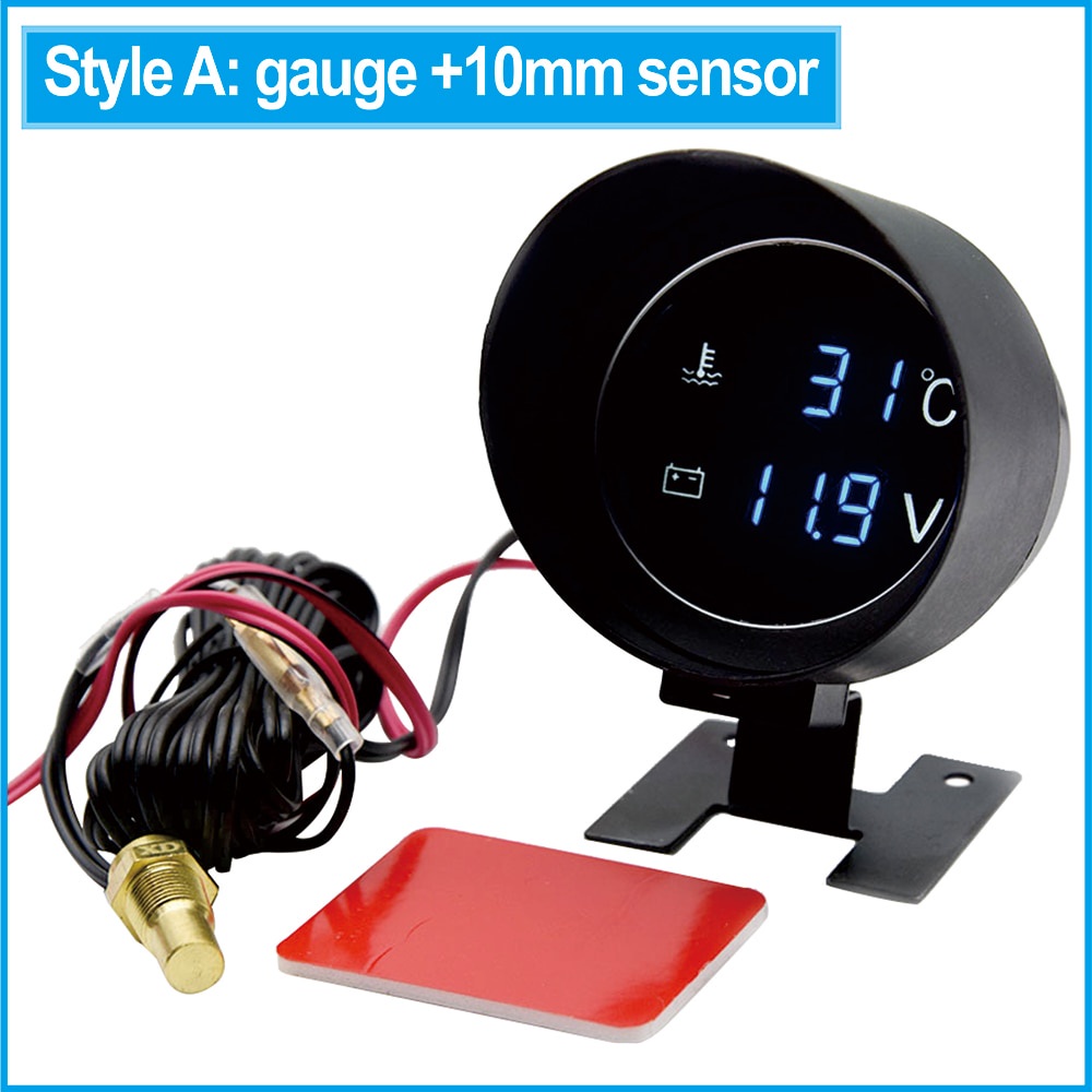 Đồng Hồ Đo Nhiệt Độ Nước / Vôn Kế / Vôn Kế 2 Trong 1 12v 24v Hình Tròn Kỹ Thuật Số Cho Xe Hơi / Xe Tải