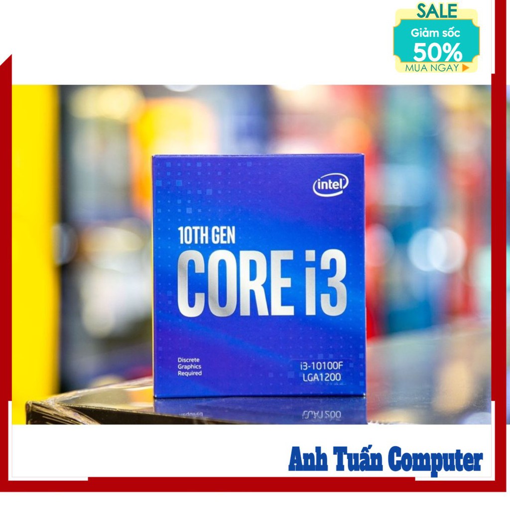 CPU Intel Core i3 10100 3.6GHz turbo up to 4.3GHz, 4 nhân 8 (Box Chính Hãng)