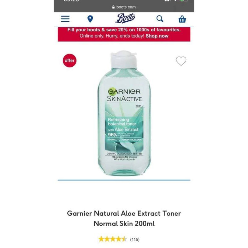 Nước hoa hồng Garnier SkinActive Soothing botanical toner, hàng nội địa Anh (UK) chính hãng