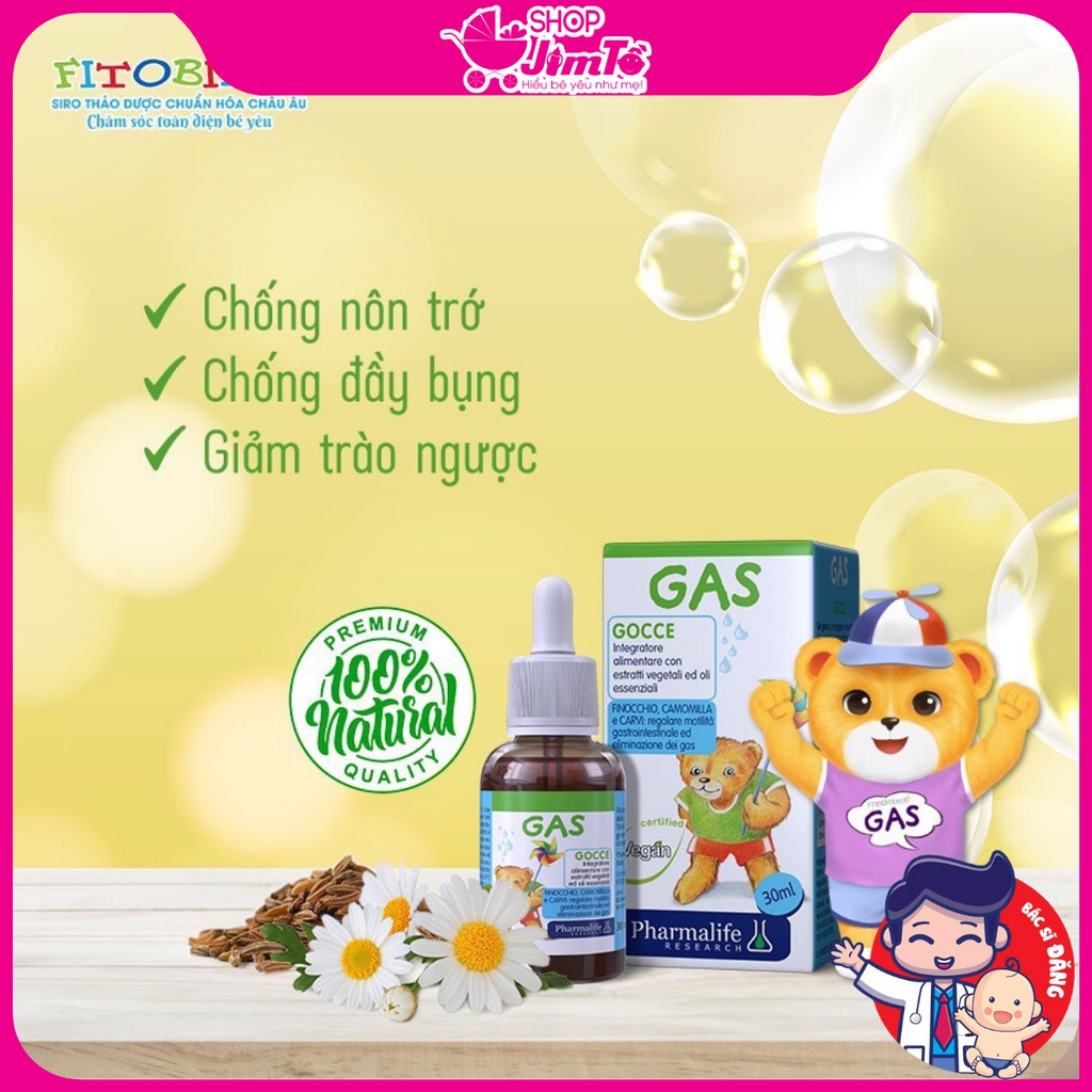 Siro Hỗ Trợ Thảo Dược Gas Fitobimbi Pharmalife Hỗ Trợ Tiêu Hoá Cho Bé Lọ 200ml