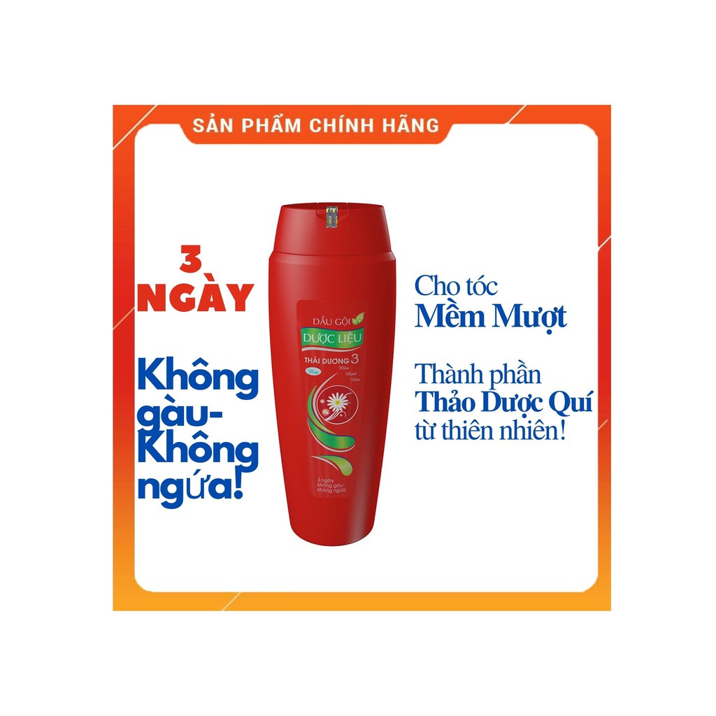 [HÀNG CÔNG TY] Dầu Gội Dược Liệu Thái Dương 3 Chai Đỏ Hương Hoa 200ml, 3 Ngày Không Gàu Không Ngứa