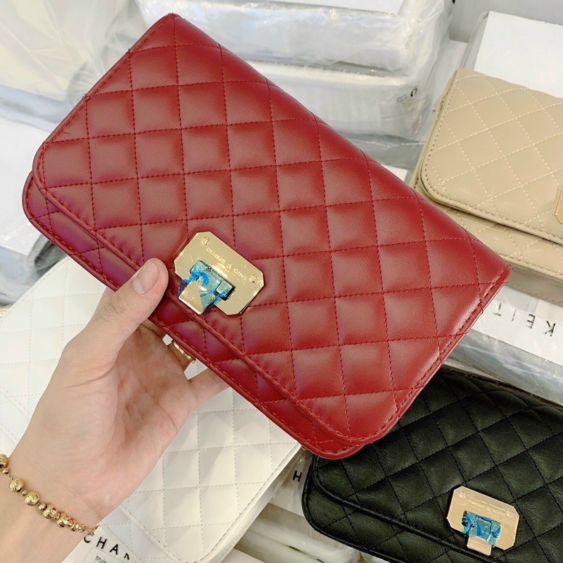 Túi Xách Nữ Đeo Chéo Chần Ô khoá Gập nobox