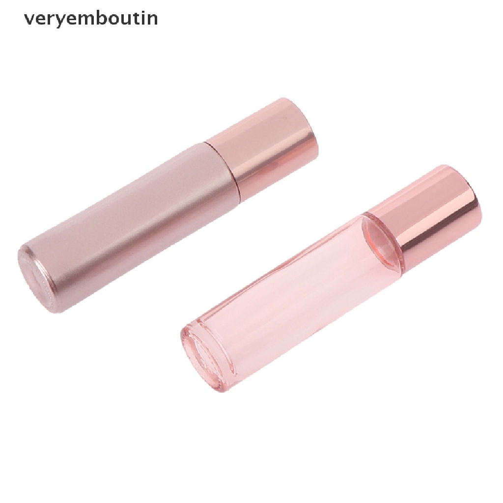 [Hàng mới về] Chai thủy tinh rỗng đựng tinh dầu thơm dạng lăn màu hồng 10ml