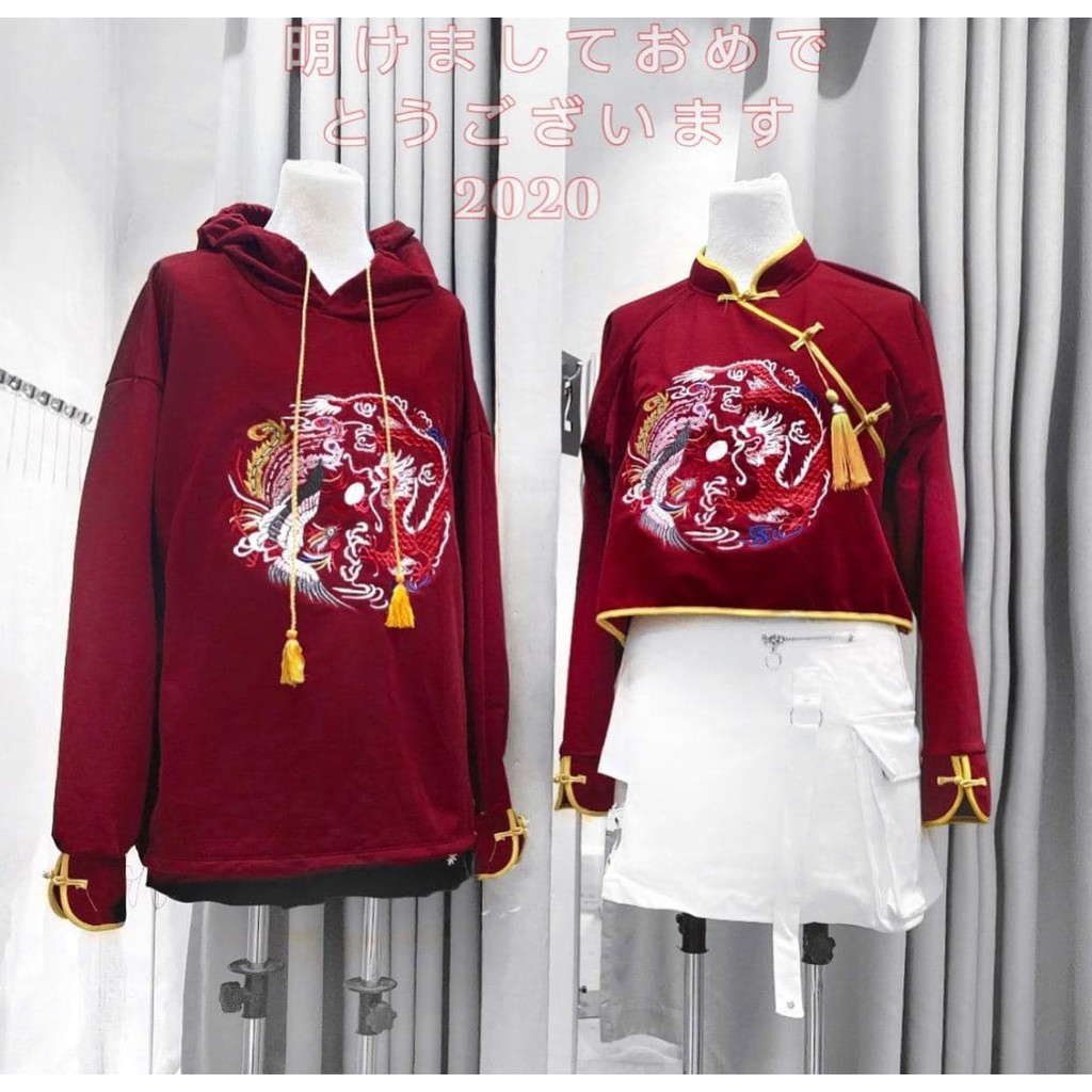 THE FANCE | Áo croptop cổ tàu thêu kèm tua rua LONG PHỤNG CROPTOP ver 2