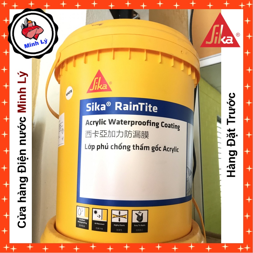 [Hỏa Tốc] Sơn Chống Thấm Sika RainTite Gốc Acrylic Thùng 4Kg Cho Tường Đứng, Sàn Mái Bê Tông Ngoài Trời