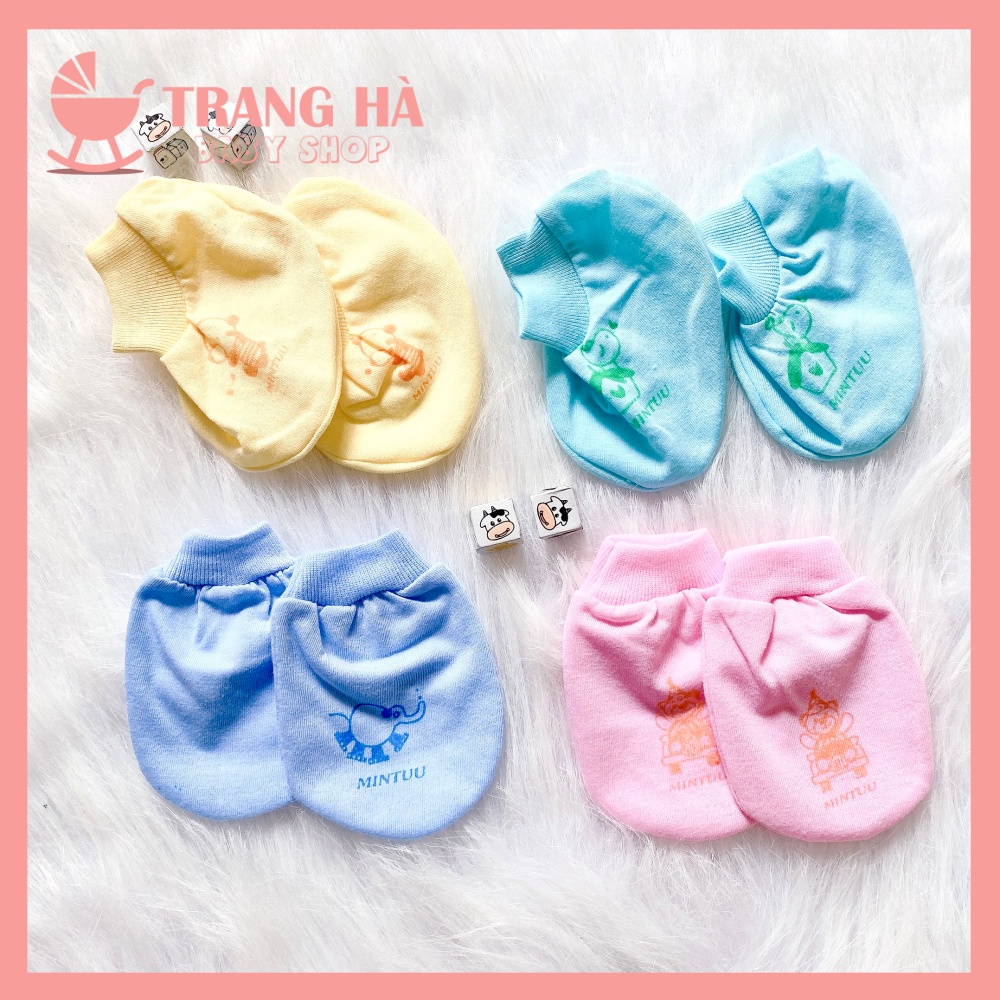 Set 2 Đôi Bao Tay Bao Chân Bo Chun Mintuu Cao Cấp Cho Bé Sơ Sinh Chất Liệu Cotton Mềm Mại