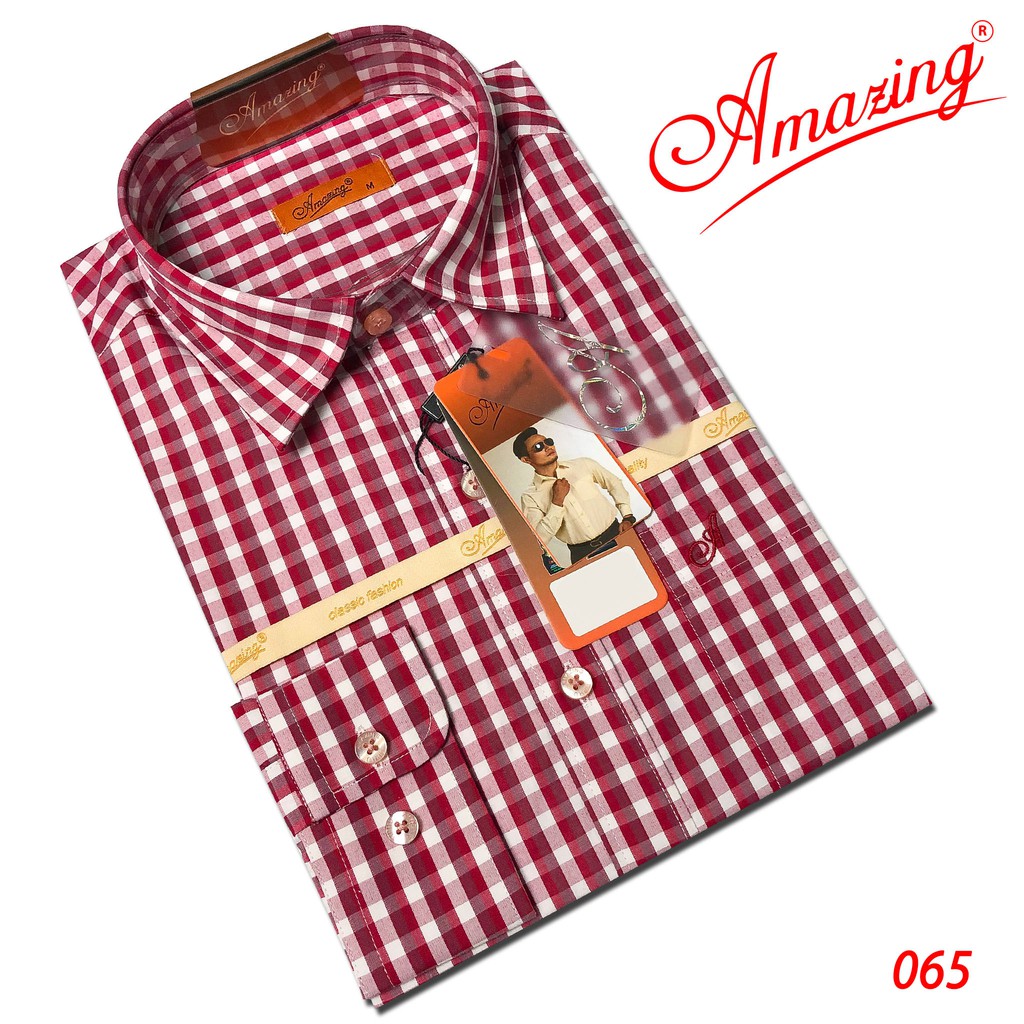 Áo sơ mi sọc tay dài Amazing, kẻ caro thanh lịch, form regular, vạt bầu, chất liệu nhập khẩu từ India | BigBuy360 - bigbuy360.vn