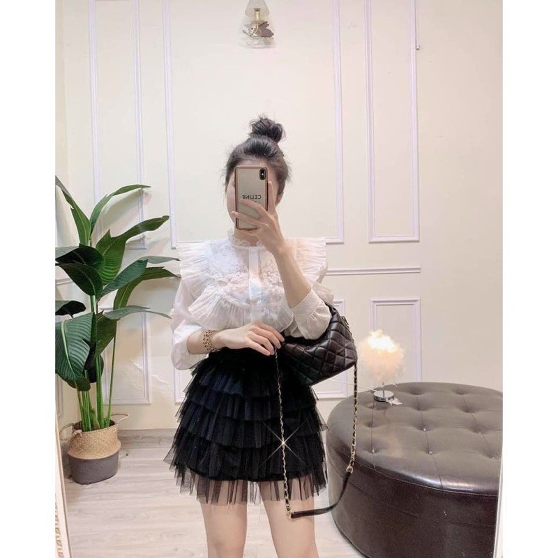 Chân Váy Voan Ngắn Nhiều Tầng Công Chúa Super Cute Trắng Đen DRCV32 Mys hitshop