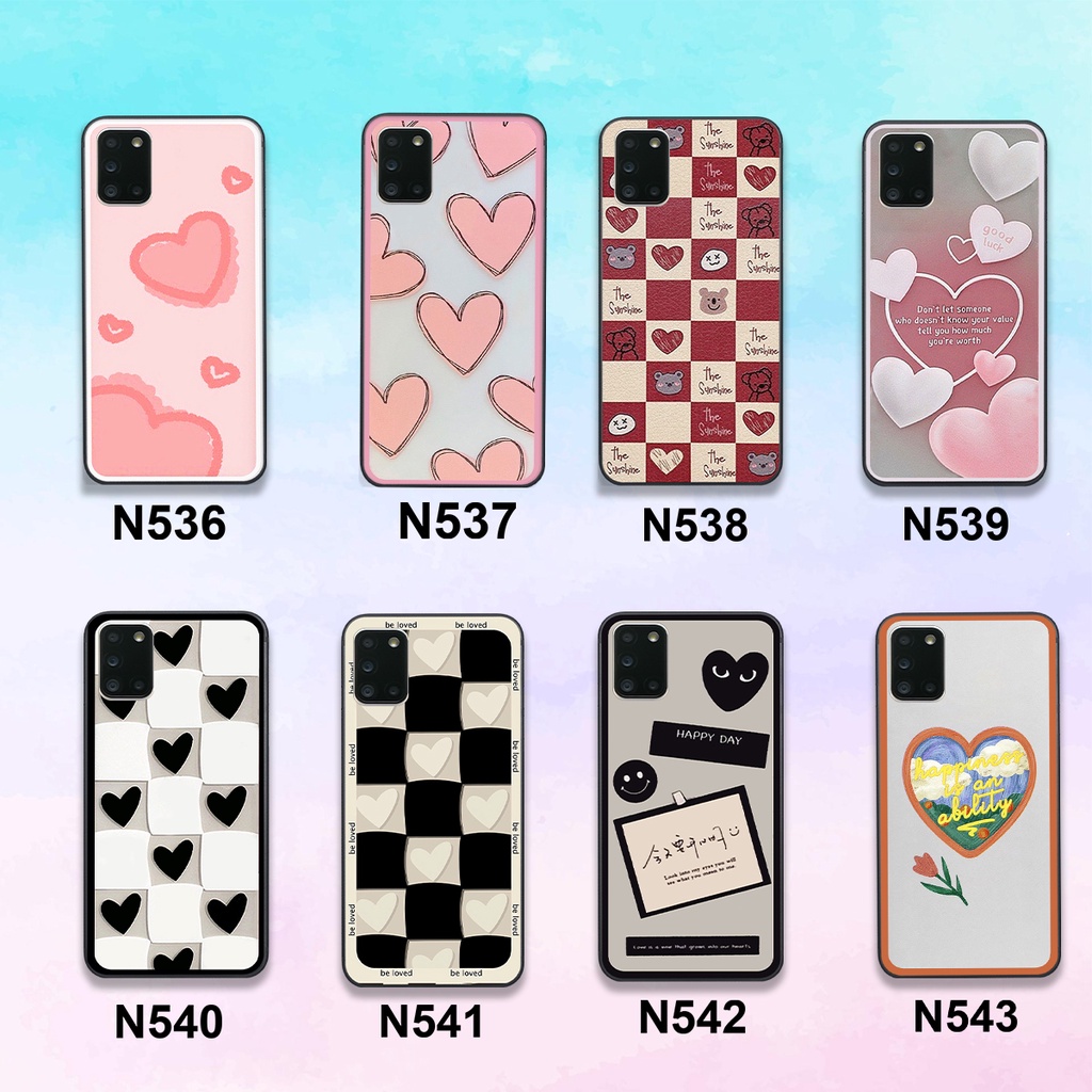 Ốp Samsung A31 / A51 / A71 in hình trái tim caro đen trắng , hồng cute xinh xắn dễ thương
