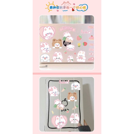 Nhãn Dán Trang Trí Vali laptop Họa Tiết Hoạt Hình Gấu Thỏ Đáng Yêu