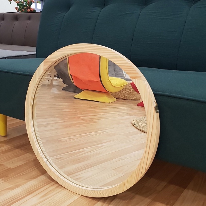 Gương tròn treo tường vền gỗ thông ⭐RẼ NHẤT SHOPEE⭐ Gương treo tường nhà tắm , bàn trang điểm , phòng ngủ cao cấp D50