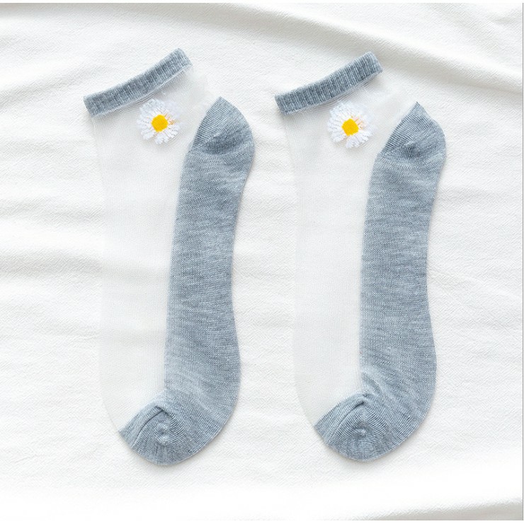 Tất nữ COMBO 10 đôi  Tất hoa cúc cổ ngắn dễ thương