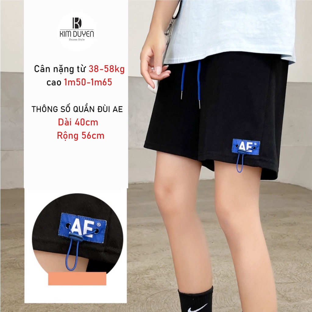 Quần Đùi Logo AE Form Rộng Unisex Nam Nữ Chất Cotton Dày Dặn Phong Cách Ullzang