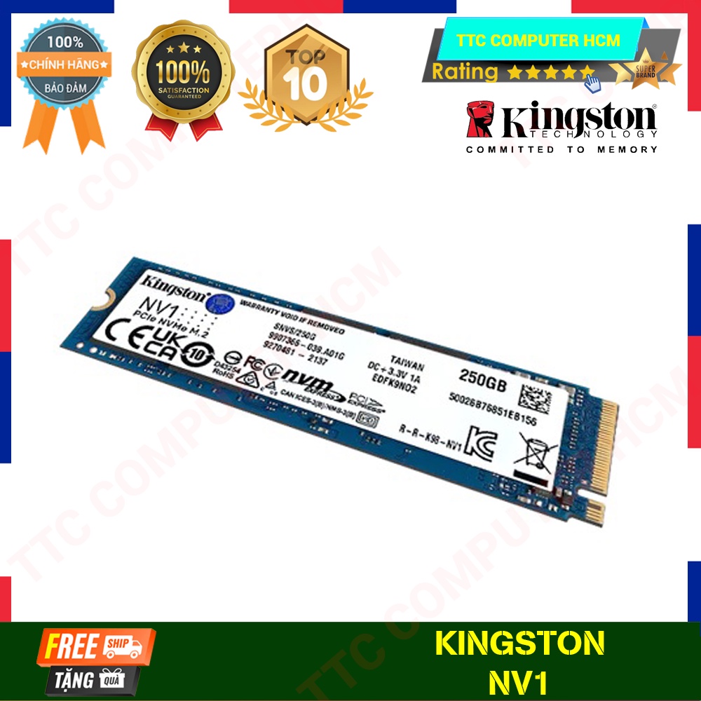 KINGSTON NV1 | Ổ Cứng SSD Kingston NV1 250/500GB M.2 NVMe PCIe Gen 3.0x4 2100/1700MB/s -HÀNG CHÍNH HÃNG TTC COMPUTER HCM