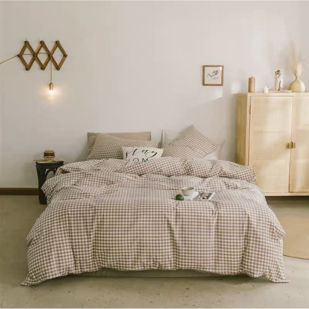 Vỏ Chăn Lồng Được Ruột Cotton Tici Kẻ Nhập Khẩu - Phòng Cách Hàn Quốc , KT 2m1x2m3