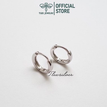 Khuyên tai bạc unisex TLEE tròn trơn chốt bấm bản dày mẫu mới TLEE JEWELRY B0362
