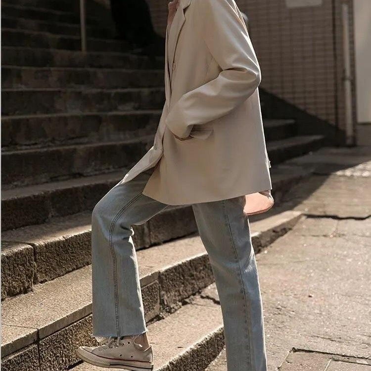 Áo Khoác Dáng Rộng Màu Hồng Thời Trang Xuân Thu Hàn Quốc 2023 Cho Nữ