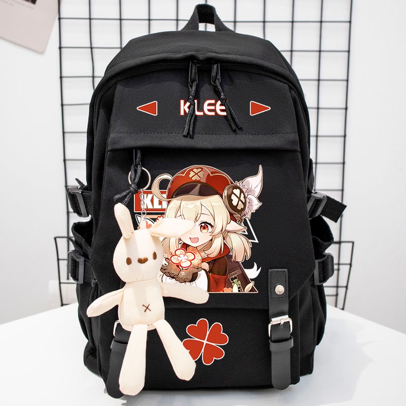 Ba Lô Đi Học / Du Lịch Cỡ Lớn Siêu Nhẹ Chống Thấm Nước Họa Tiết Anime Klee Xiao Keqing Hutao Genshin Va Chạm Kazuha