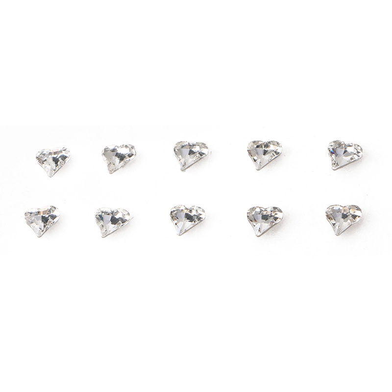 Set 10 Phụ Kiện Trang Trí Móng Tay Hình Trái Tim Đính Đá Xinh Xắn