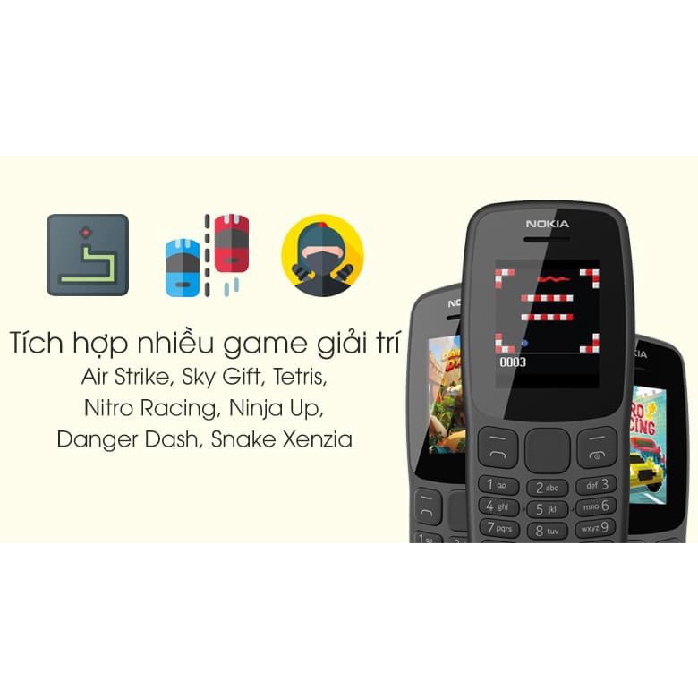 Điện thoại NOKIA 105&106 hàng chính hãng full box hỗ trợ nghe gọi pin trâu độ bền siêu cao
