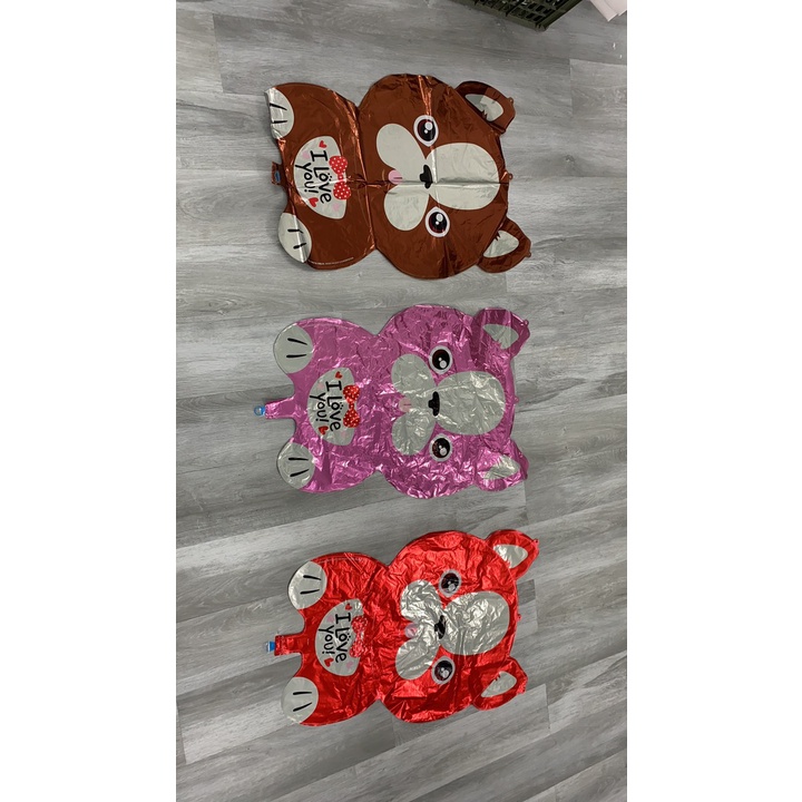 Bóng nhôm hình cún trang trí sinh nhật đầy tháng chủ đề chó cứu hộ chó vàng, nâu, đỏ, I love you PK54