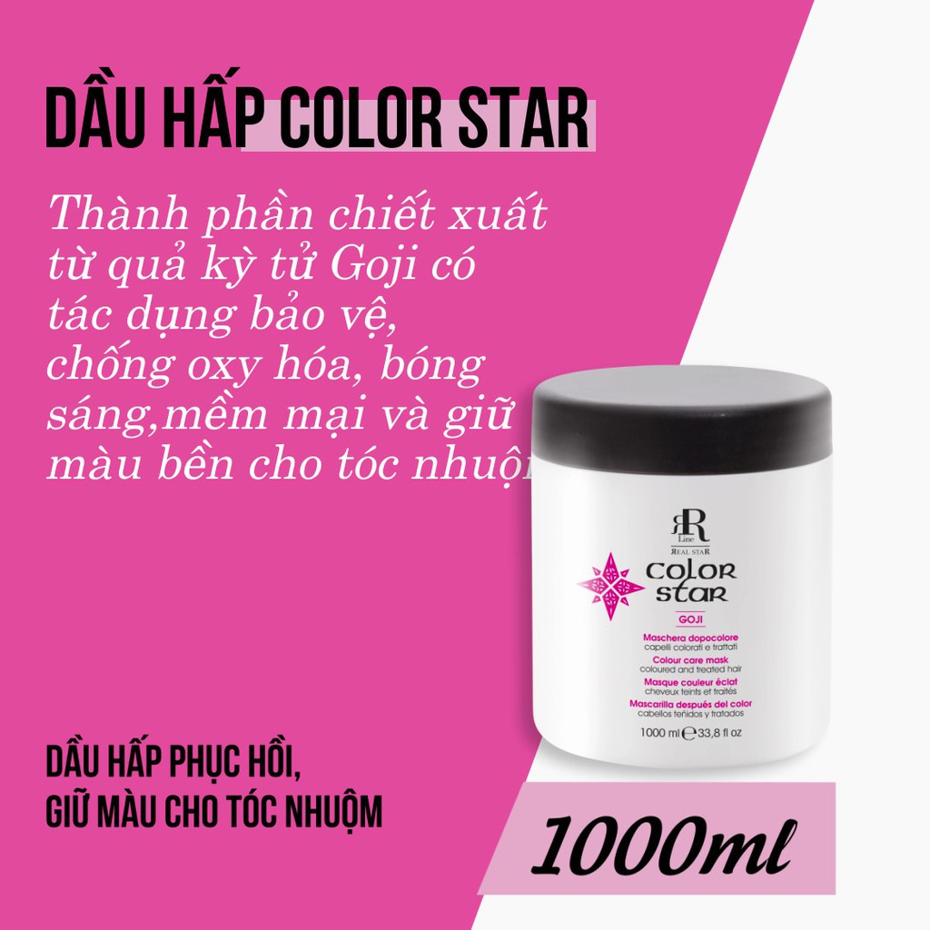 Dầu hấp giữ màu và phục hồi tóc nhuộm rrline color star mask 1000ml - ảnh sản phẩm 3