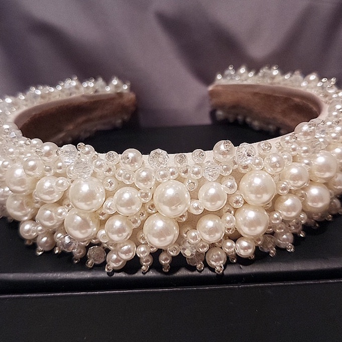 Băng Đô Cài Tóc Đính Hạt Ngọc Trai Sang Trọng Cho Cô Dâu