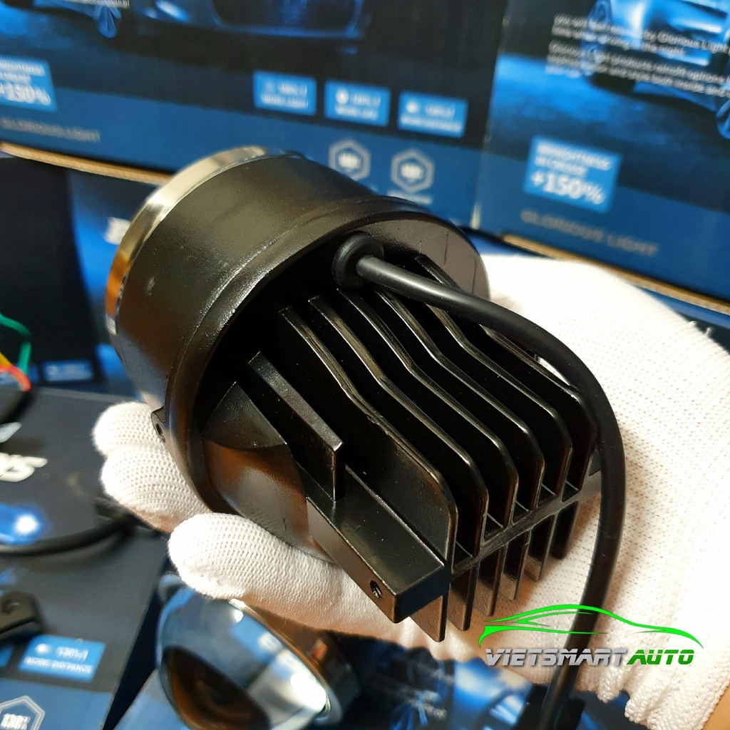 Đèn bi gầm LED 3 màu 3 chế độ pha cos LENS TÍM phá sương chống chói