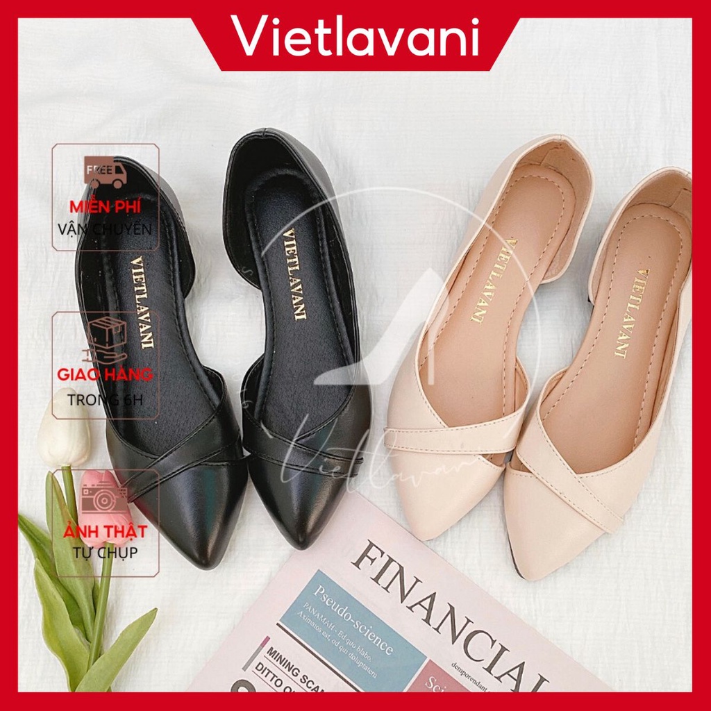 Giày bệt mũi nhọn bigsize LTB7 quai đan chéo , big szie, size to, ngoại cỡ da đẹp mang êm 1