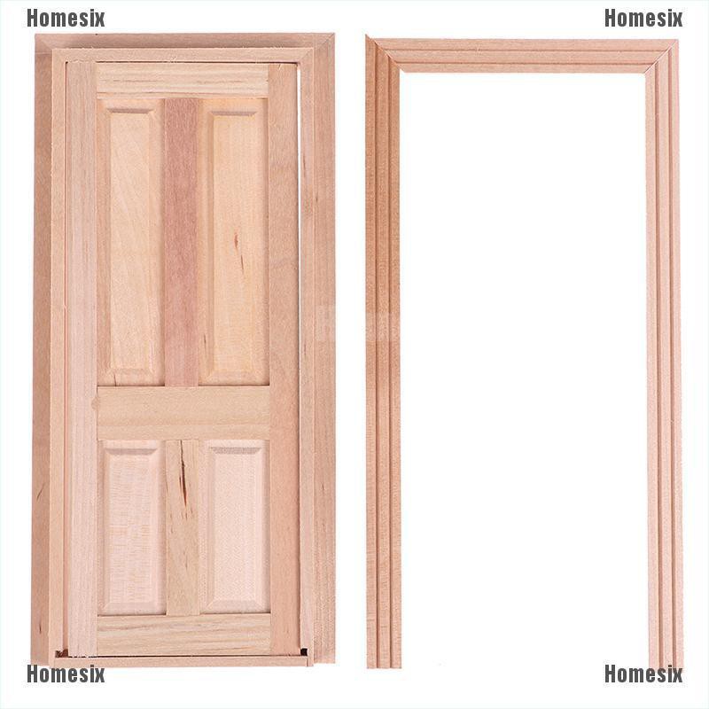 [HoMSI] 1/12 Dollhouse Miniature 4 Panel Interior Wooden Door DIY Model Accessories Toys SUU