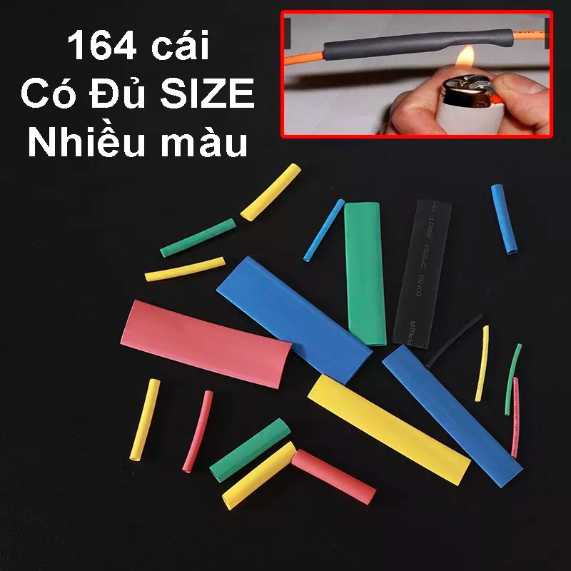 Bộ 164 Ống Gen Co Nhiệt MÀU, Gen nối dây điện 220V, Nối dây điện xe máy, Đủ MÀU Đủ SIZE