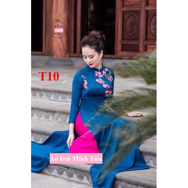 Áo Dài Lụa Tây Thi Cao Cấp Họa Tiết Thêu Thủ Công Tỉ Mỉ - Mã T10