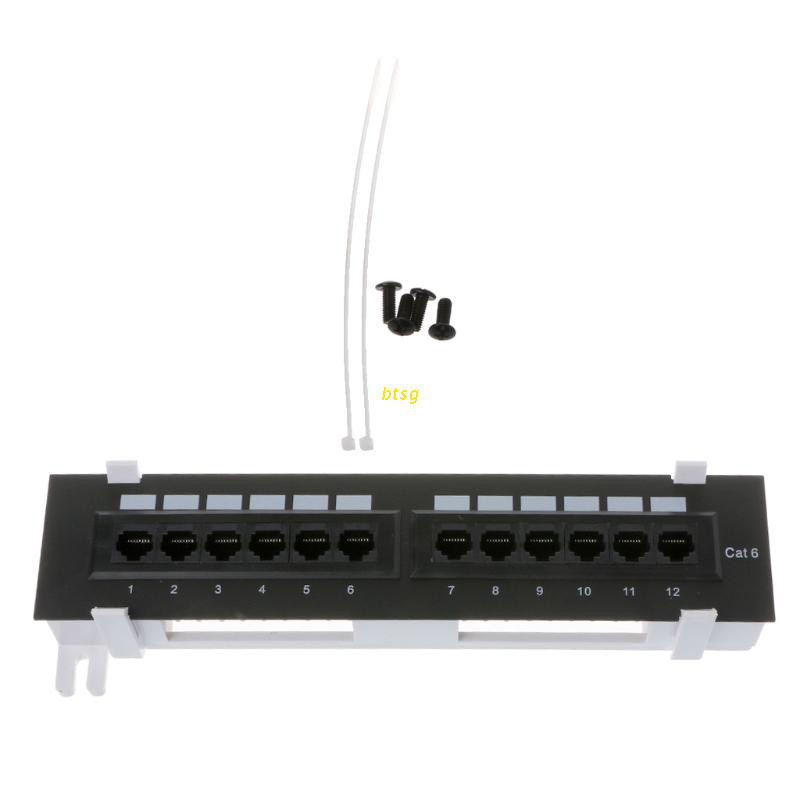 Giá Đỡ Dây Cáp Mạng Gắn Tường 12 Cổng Cat6 Rj45