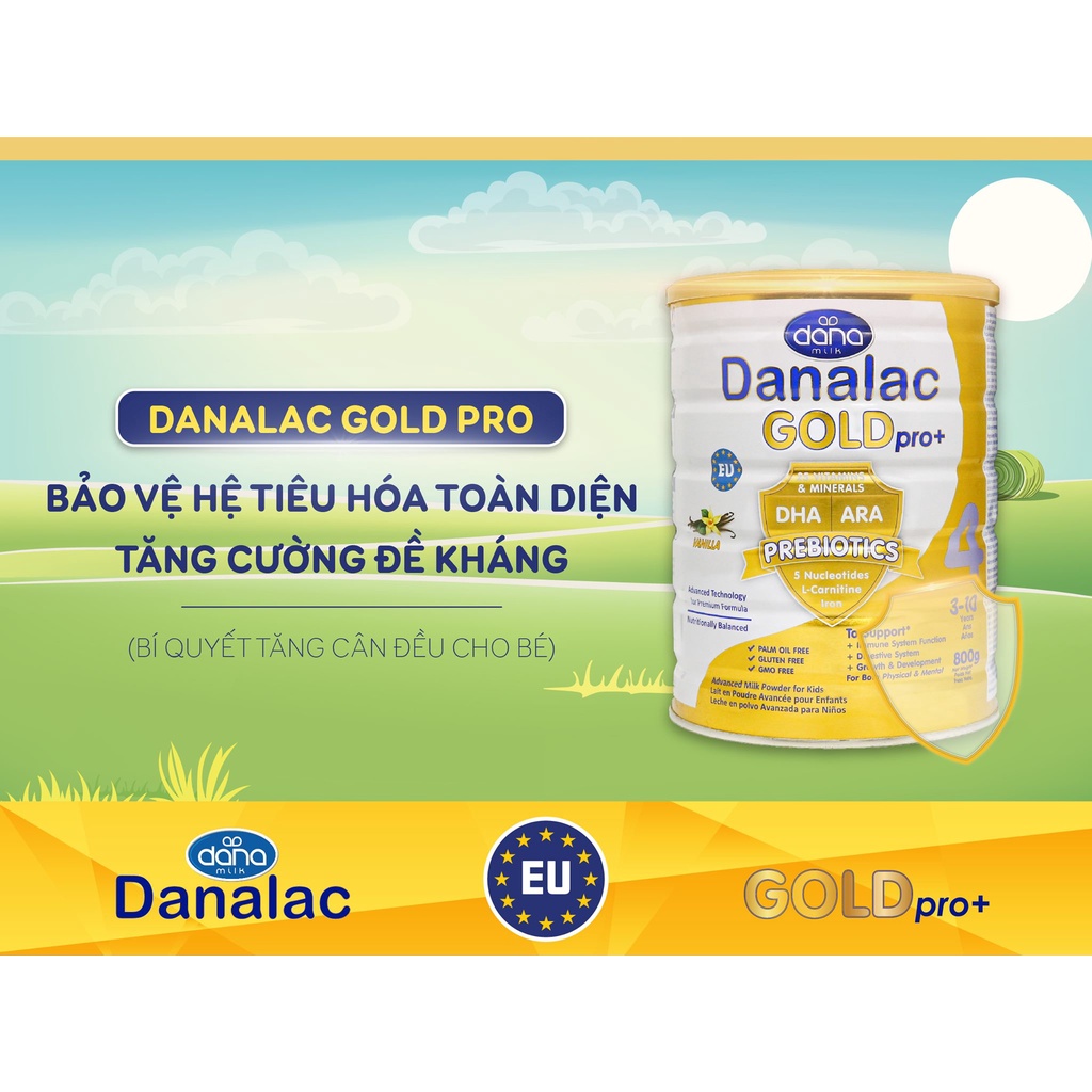 Sữa bột DANALAC GOLD pro+ 4 - Hộp 800g Thụy Sĩ