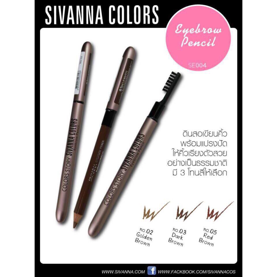 Sivanna Colors Story Waterproof Silky Eyebrow Pencil ES004 Chì Kẻ Mày 2 Đầu Siêu Mỏng Kháng Nước Chống Mồ Hôi Lâu Trôi