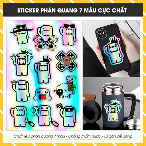 Sticker Domo 7 Màu Mã 5X - 11 | Hình Dán Cắt Sẵn Không Thấm Nước Dán Nón Bảo Hiểm