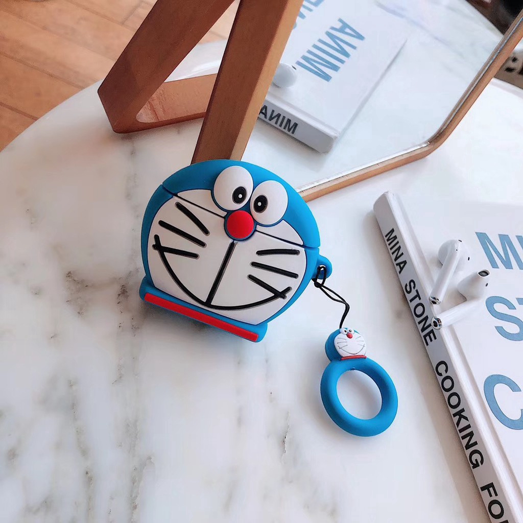 Ốp bọc bảo vệ hộp sạc tai nghe không dây for Apple AirPods1/2 kiểu dáng Doraemon dễ thương