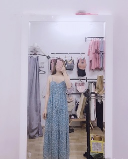 Váy maxi hoa nhí xanh