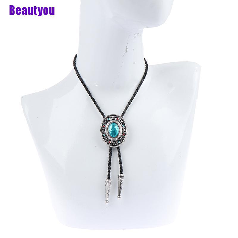 Cà vạt áo sơ mi phong cách cao bồi viễn tây boho thời thượng mặt hình oval Beautyou