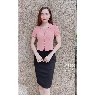 Áo croptop cúc ngọc - hồng/vàng/trắng a1199