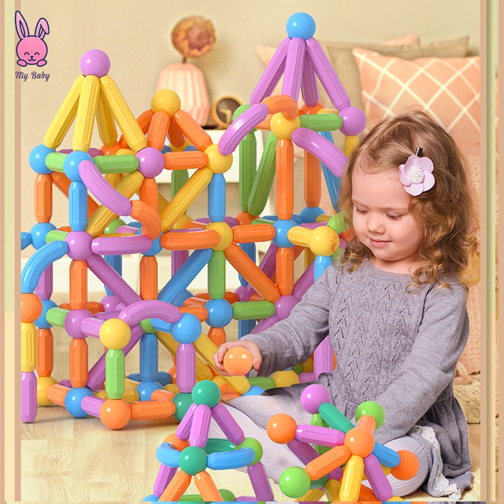 Đồ Chơi Ghép Hình Nam Châm 30 Chi Tiết, Xếp Hình Lego Từ Tính, Phát Triển Trí Thông Minh Cho Bé, Mybaby