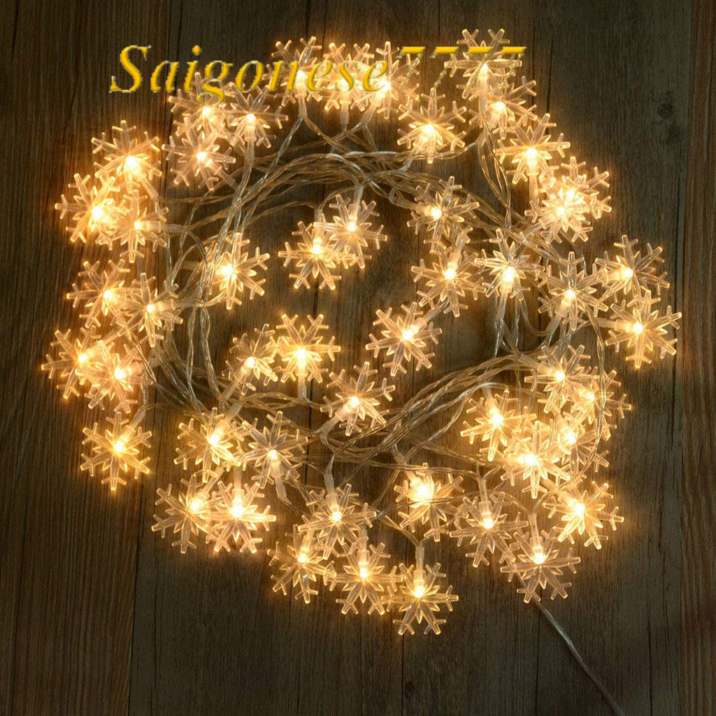 Dài 3M 20 Đèn Led Bông Tuyết Xài Pin Decor Trang Trí Noel Giáng Sinh- LED Christmas Snowflake String Lights