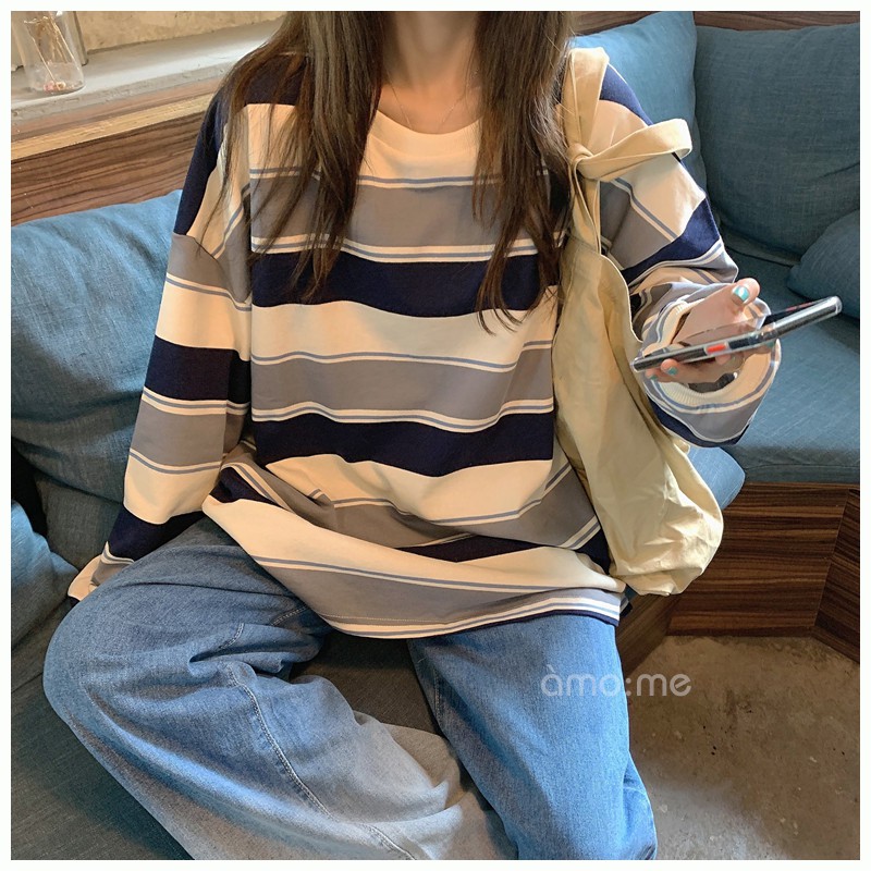 Áo Sweater Sọc Ngang Tay Dài