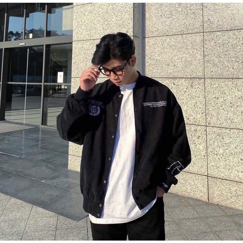 Áo Khoác Bomber Thêu Logo Chất Nhung Siêu Chất