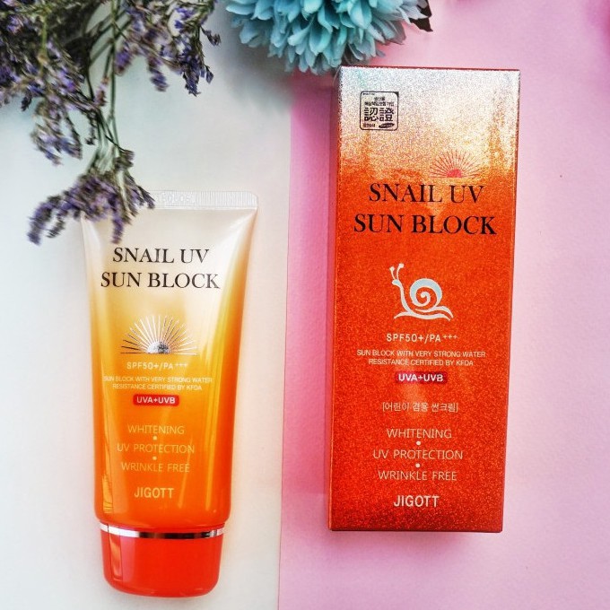 Kem chống nắng ốc sên JIGOTT SNAIL UV SUN BLOCK Hàn Quốc SPF50+/PA+++ 70ml cho mọi loại da