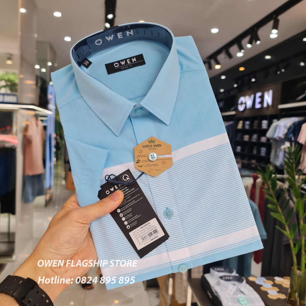 OWEN -  Áo sơ mi cộc tay dáng Body sợi SEN - Mã BA220087N - OWEN Flagship Store