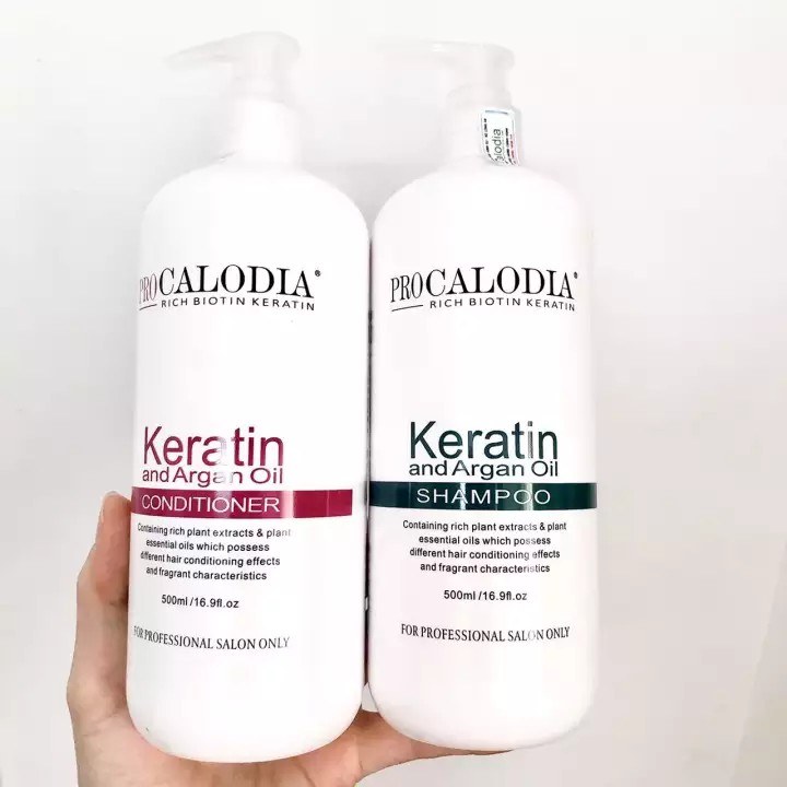 DẦU GỘI XẢ PHỤC HỒI PRO CALODIA KERATIN AND ARGANOIL 500ML