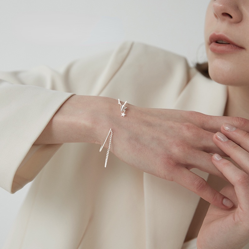 Phong cách Hàn Quốc Long lanh Kim cương Máy bay Giấy hai lớp Vòng tay Nữ Mở Vòng tay Vòng tay Sang trọng