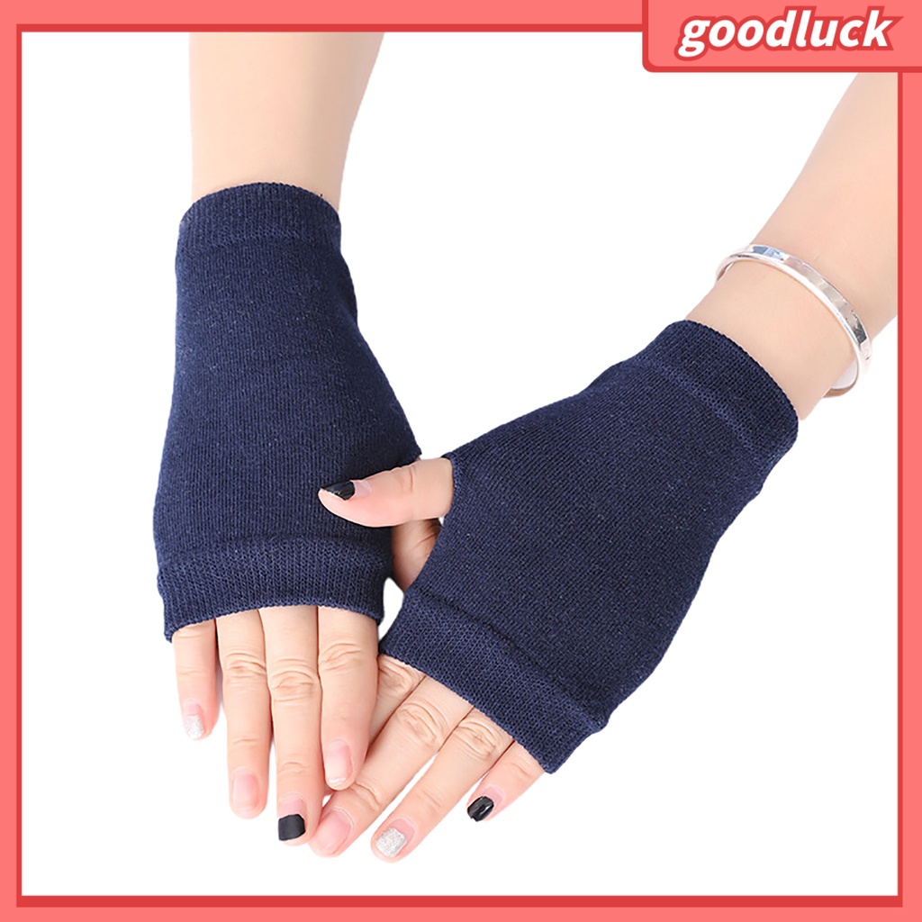 Găng Tay Dệt Kim Hở Ngón Màu Trơn Thời Trang Nam Nữ