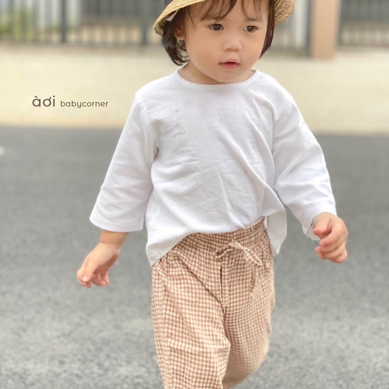 Quần caro dáng suông ống đứng phong cách HQ cho bé trai/bé gái từ 1-5tuổi